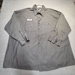 Uniweave Button Up Shirt Mens 2XL Gray Long Sleeve Mechanic Workwear